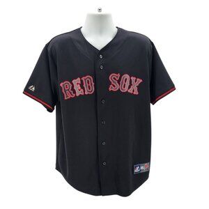 Majestic Mens Large Jersey Adrian Gonzalez #28 Boston Red Sox Black Red Baseball